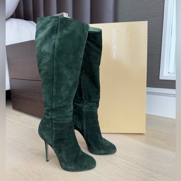 Gianvito Rossi Shoes - Gianvito Rossi Knee High Green Suede Boots Sz 8.5